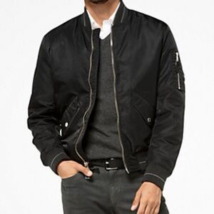 Michael Kors Men's Black Bomber Jacket, Large